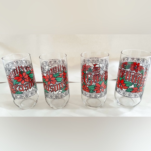 Vintage Highball Seasons Greetings Glasses - Picture 3 of 8